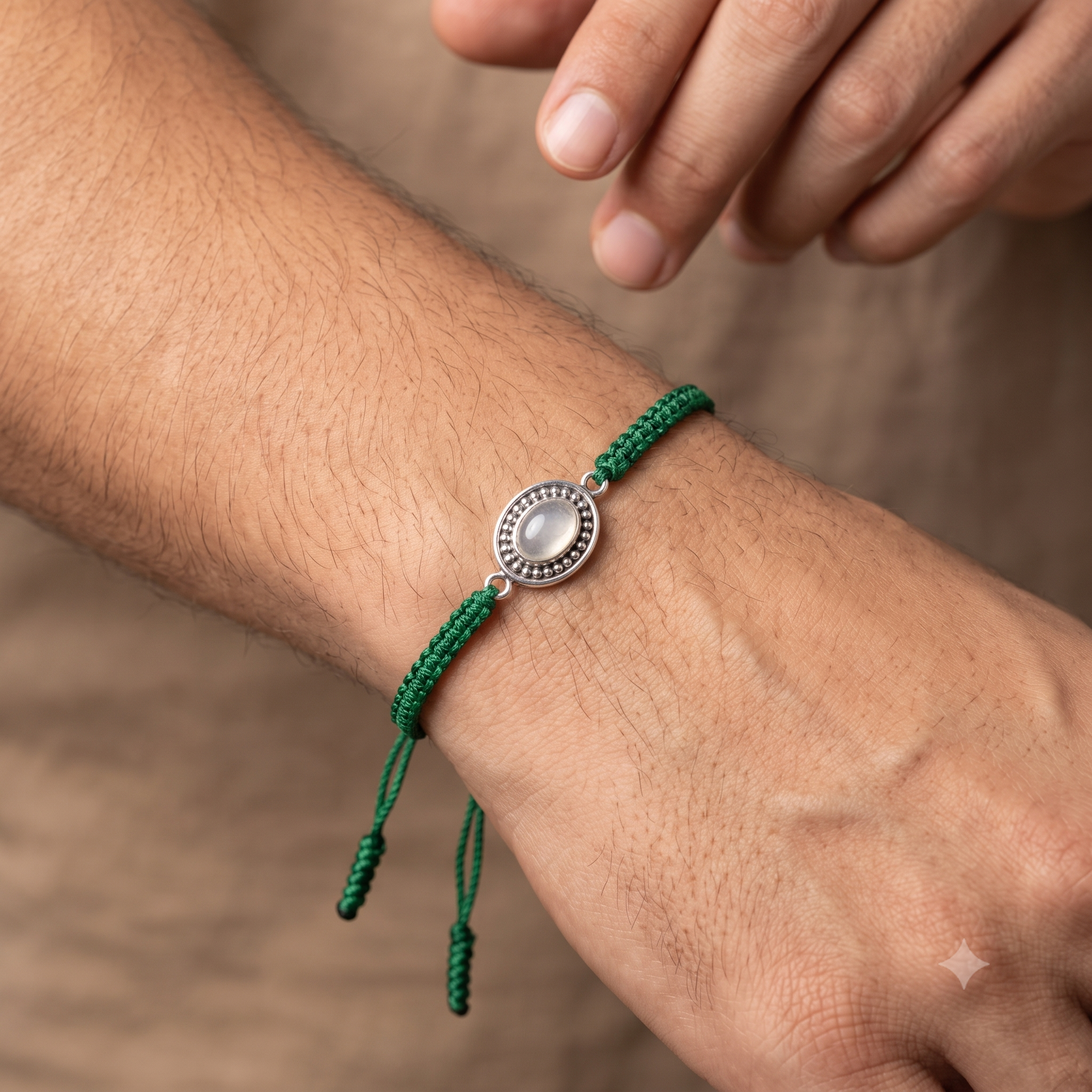 The Karuna Oval serene grey Stone Rakhi