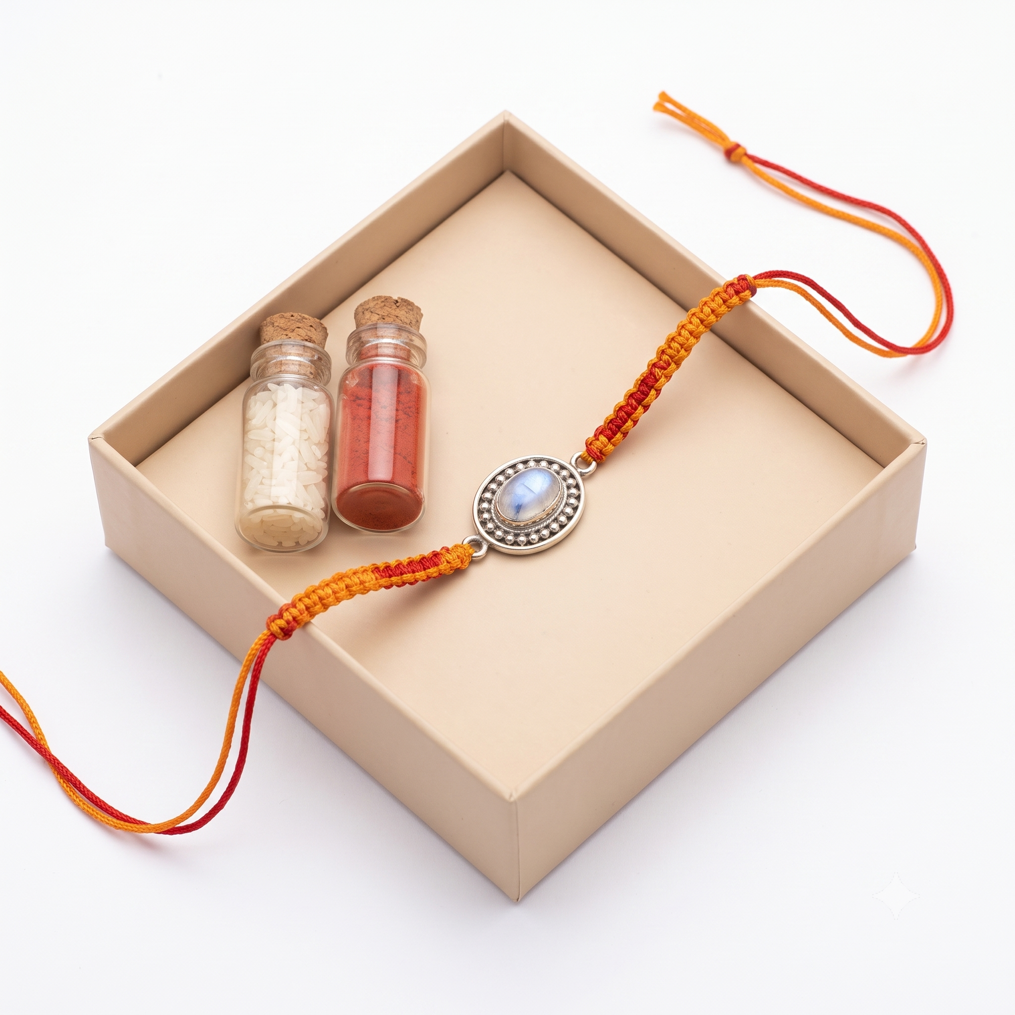 The Karuna Oval serene grey Stone Rakhi