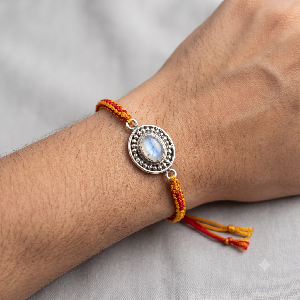The Karuna Oval serene grey Stone Rakhi