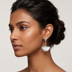 Silver Half-Moon Drop Earring