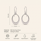 Silver Oval Halo Drop Earring