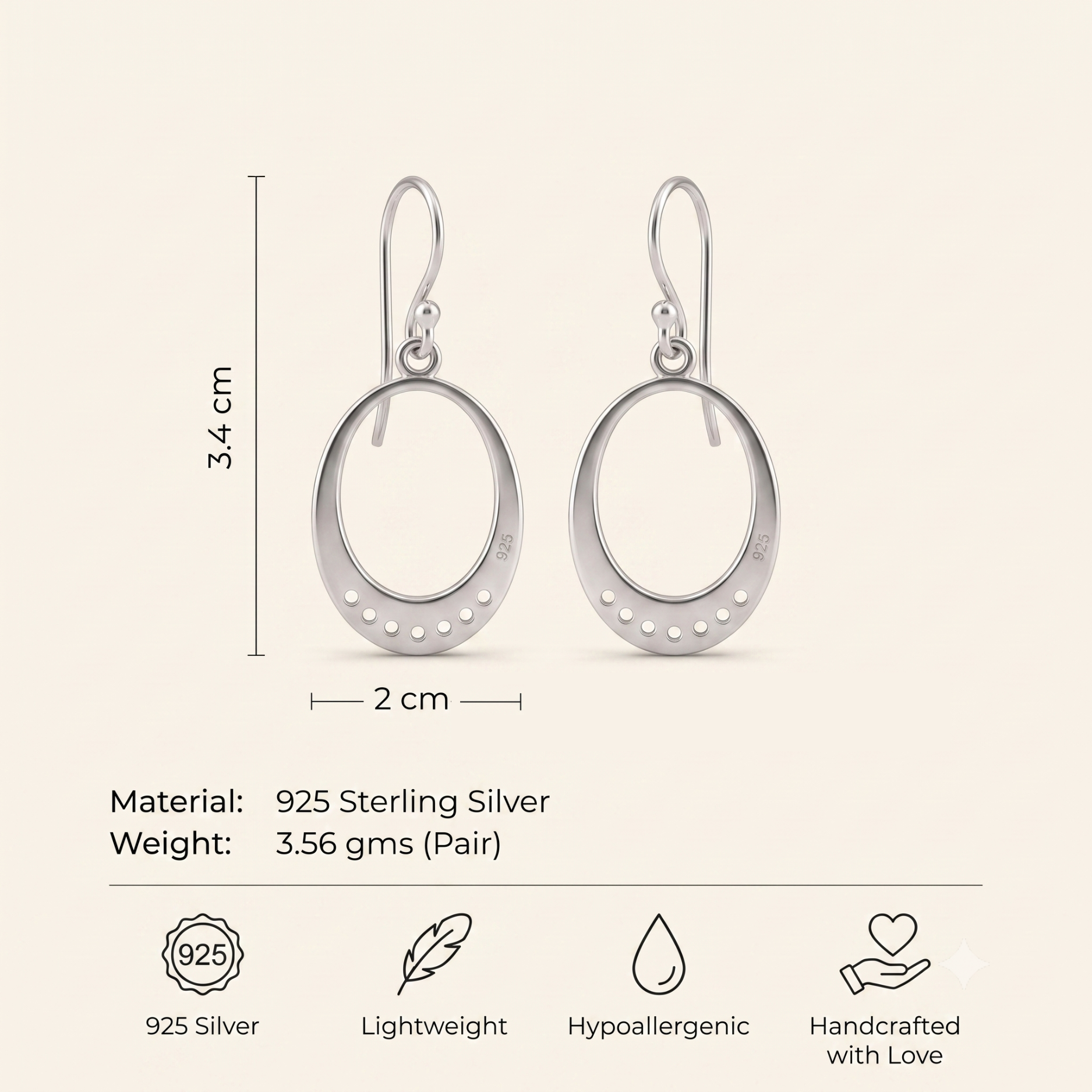 Silver Oval Halo Drop Earring