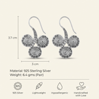 Silver Triple Spiral Drop Earring