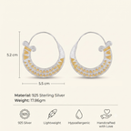 Silver and Gold Crescent Hoop Earring