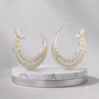 Silver and Gold Crescent Hoop Earring