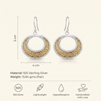 Two-Tone Silver Braided Crescent Hoop Earring